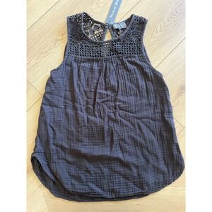 Michael‎ Stars Lace Trim Tank Top Double Gauze Sleeveless Casual Blouse